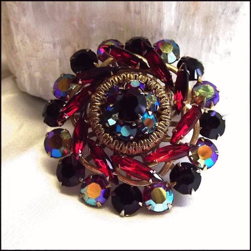 1950s Big Ruby Red Crystal Juliana Vintage Brooch