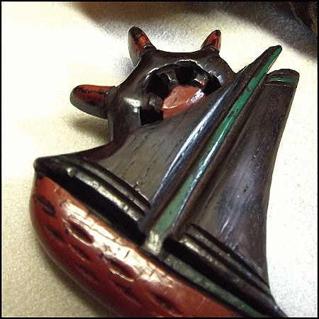 1920s Antique Art Deco Nautical Carved Wood Vintage Sailboat Pin or Pendant