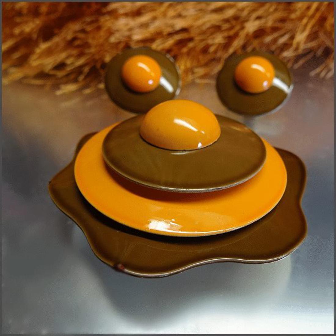 1960s Vintage Copper Enamel Atomic Pin w Earrings West Germany Set