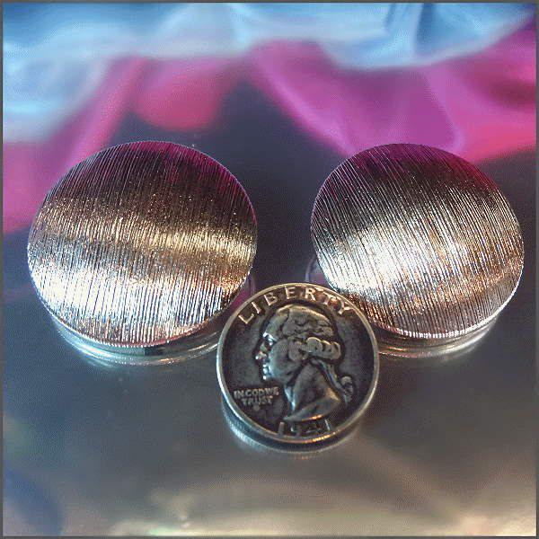1950s Signed CORO Big Etched Silver Buttons Vintage Clip Earrings