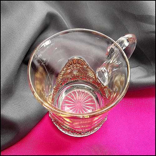 Antique Glass Souvenir Mug Toledo OH Victorian Gold Collectible Cup