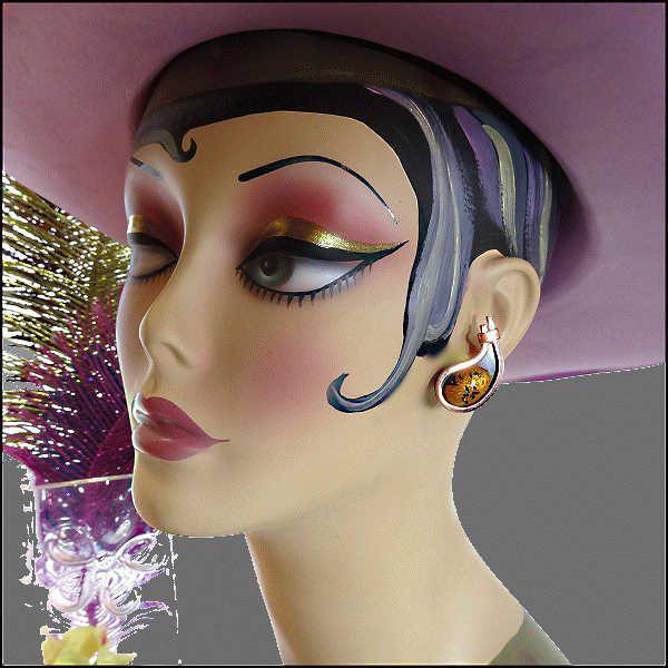 1950s Signed Matisse Renoir Vintage Copper Enamel Earrings