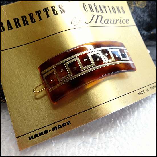 1950s Vintage Barrette Tortoise Lucite Made in France