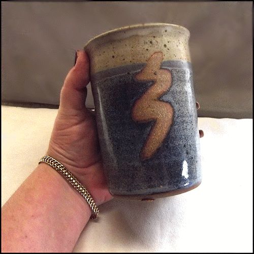 Signed Doug Smith North Carolina Pottery Vase Blue Glaze Stoneware