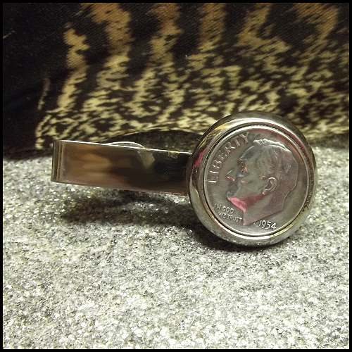 1950s Roosevelt Silver Dime Vintage Tie Clasp