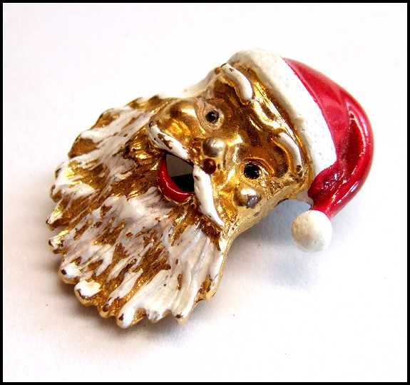 1960s Vintage Christmas Pin Santa Claus Signed Gerrys
