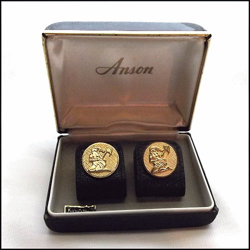 1950s Signed Anson 24kt HGE Gold Virgo Astrology Vintage Cufflinks