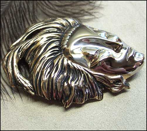 Art Deco Signed Vintage Brooch BIG Silver Gold Lady Face 