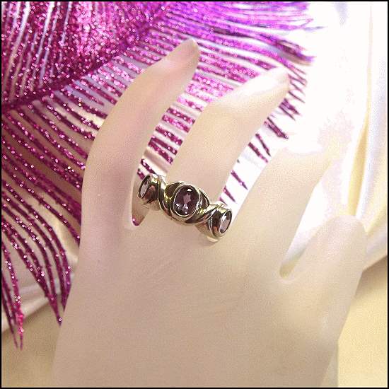 1980s Vintage Purple Topaz Celtic Ring Sterling Silver SZ 6.5