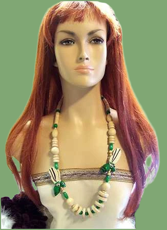 1970s Vintage Wood Bead Necklace Unique Carved Bumblebees