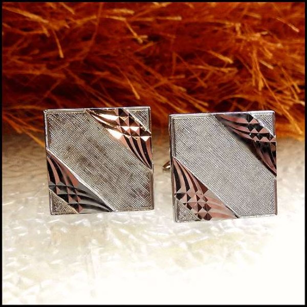 1960s Signed Dante Etched Sterling Silver Vintage Cufflinks