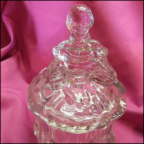 Art Deco Glass Lady Westmoreland Vintage Jewelry Powder Vanity Box