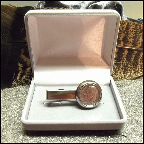 1950s Roosevelt Silver Dime Vintage Tie Clasp