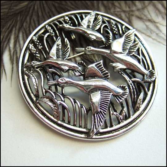 1960s Vintage Silver Goose Pin or Pendant w Earrings Set by Sarah Coventry 