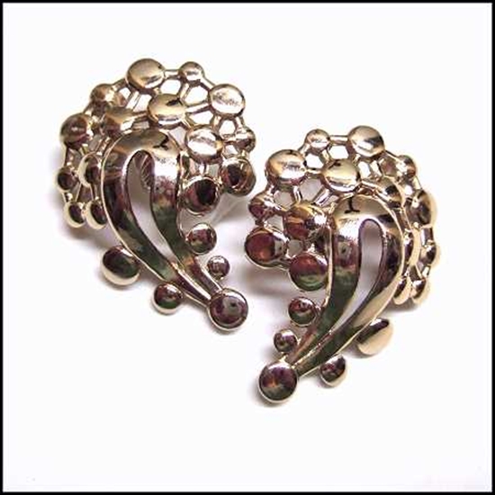 1950s Designer Signed MONET Cool Silver Rain Drop Vintage Earrings