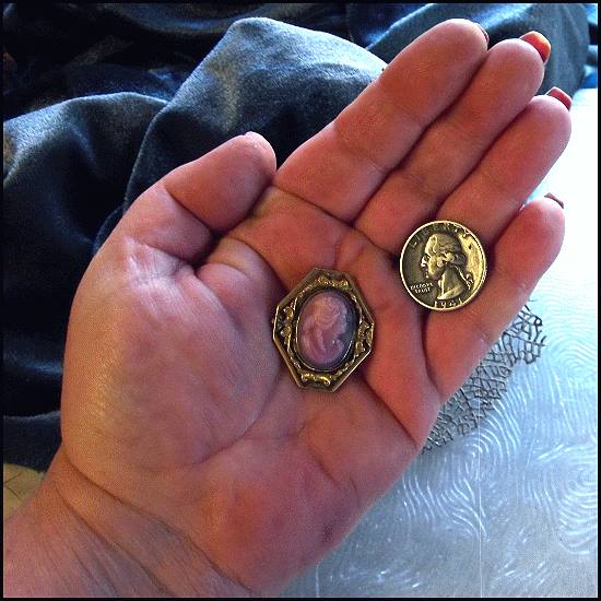 19th Century Antique Cameo Lavender Pink Glass Antique Brooch