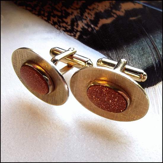 1940s Signed Anson Goldstone Gem Vintage Cufflinks