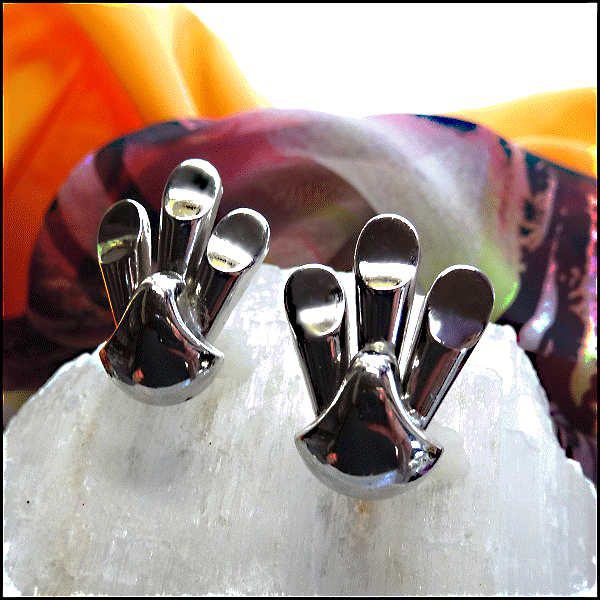 1950s Vintage Silver Earrings Mid Century Modern Signed CORO