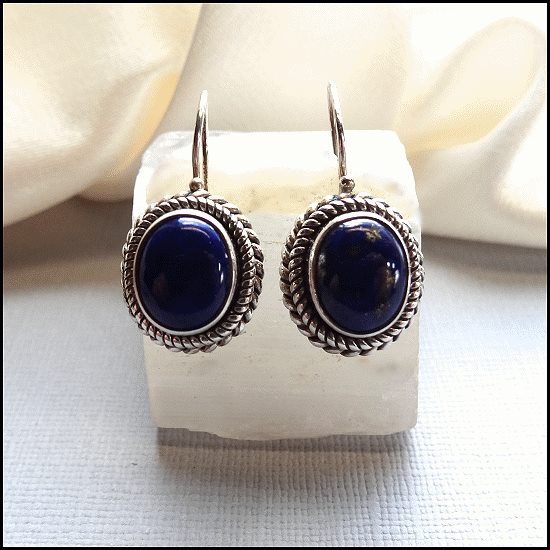 Petite Lapis Lazuli 925 Sterling Pierced Earrings