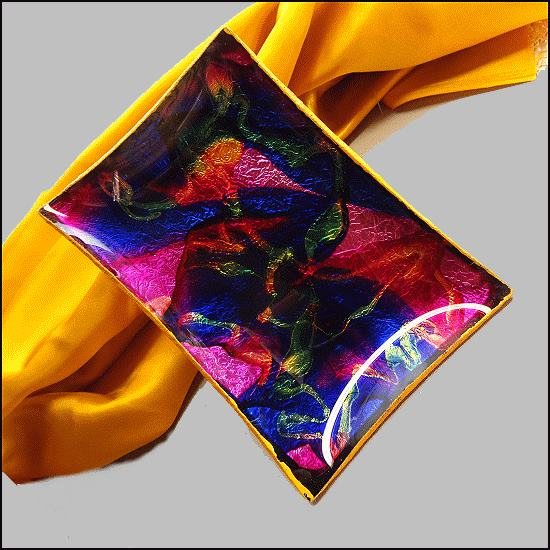 1950s Vintage Foil Art Glass Rainbow Hanging Tray