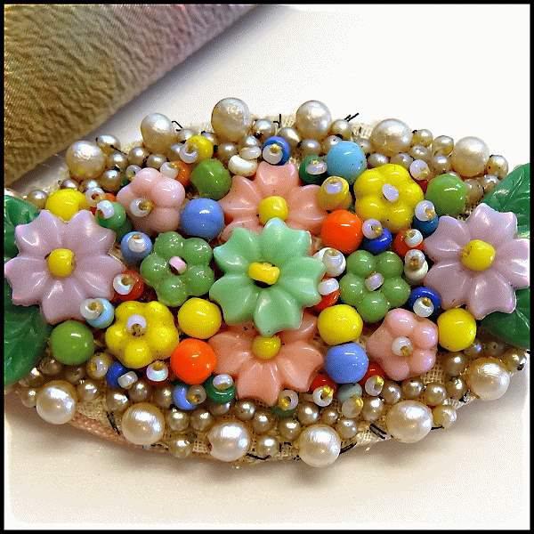 1930s Czechoslovakian Antique Glass Flower Pin