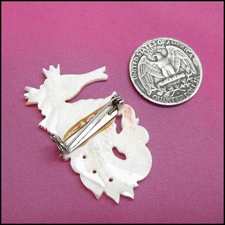 1960s Carved Mother of Pearl Shell Vintage Seahorse Pin