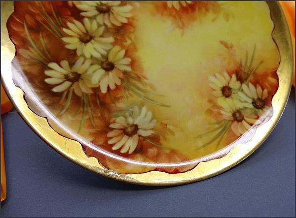 1894-1961 Rare Haviland OMG Gold Limoge Plate Autumn Daisies LG
