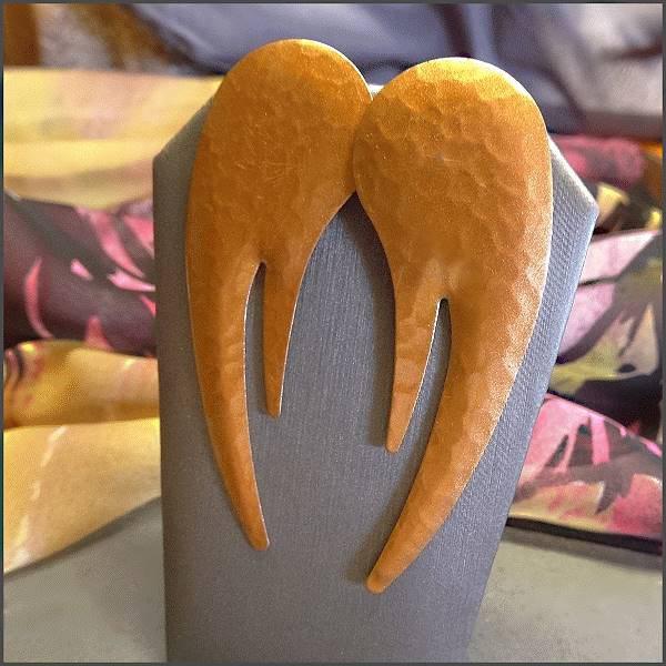 1980s Abstract Copper Metallic Vintage Pierced Earrings