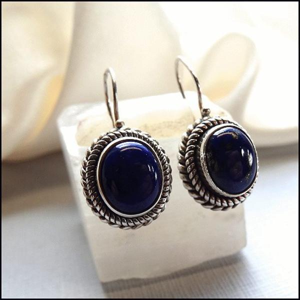 Petite Lapis Lazuli 925 Sterling Pierced Earrings