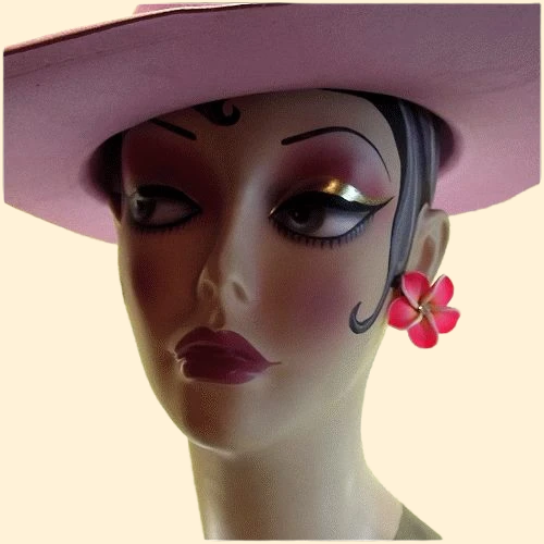 Frangipani Hot Pink Flower Tropical Earrings