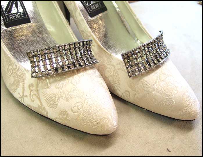 Art Deco Shoe Clips Elegant Rhinestone Buckles Signed Musi