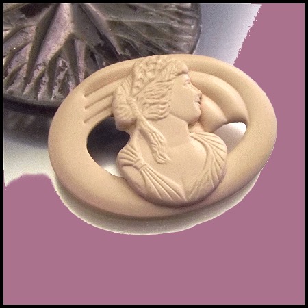 1940s Vintage Art Deco Cameo Pin Creme White Celluloid Brooch
