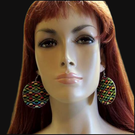 1980s Vintage Pierced Earrings Modern Escher Art Mother of Pearl 