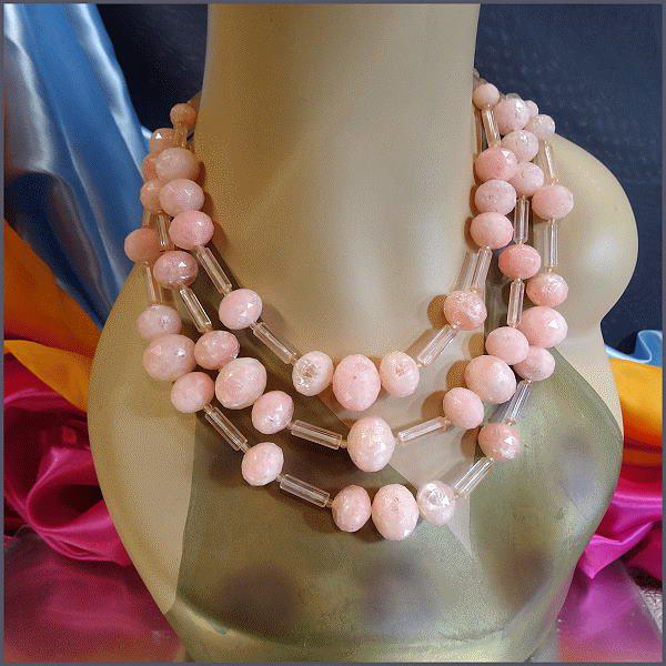 1950s West Germany Vintage Necklace w Earrings Pink Sugar Lucite Set