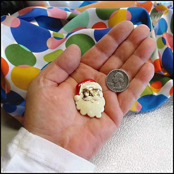 1960s Vintage Christmas Pin Santa Claus Designer Signed SFJ