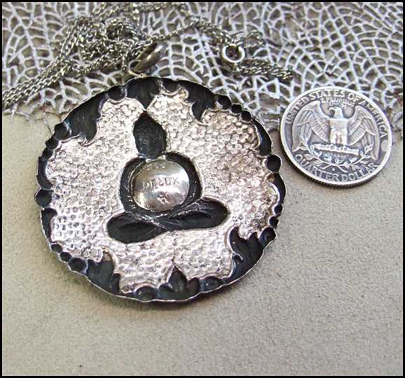 1940s Signed Delux 800 Silver Buddha Pendant Vintage Necklace