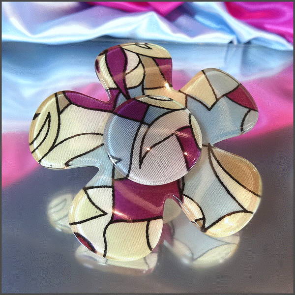 1960s Big Flower Power Lucite Mod Hippie Vintage Brooch