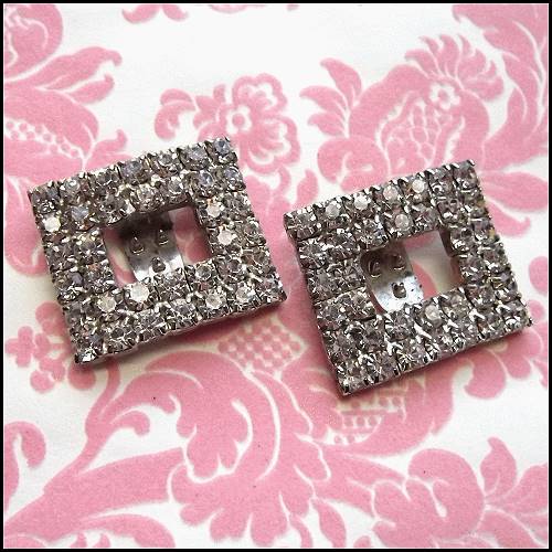 Art Deco Shoe Clips Elegant Rhinestone Squares