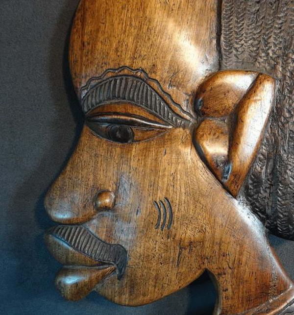 1980s XLG African Carved Wood Wall Plaque Vintage Eric Danquah Artist