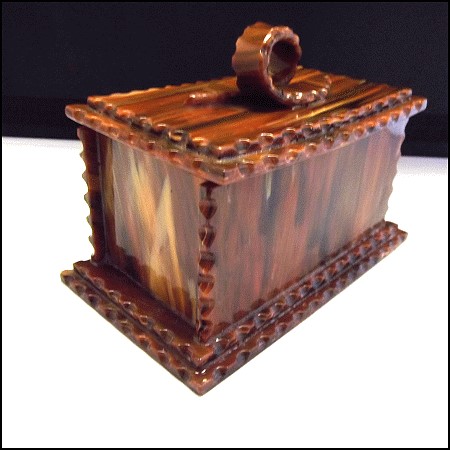 1940s Arts and Crafts Vintage Jewelry Box Rare Marbled Bakelite Like Resin