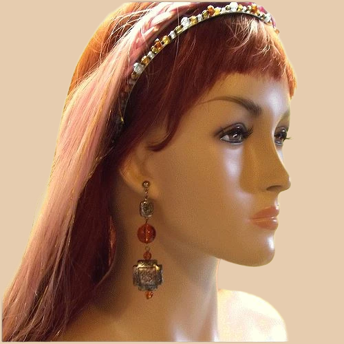 1980s Silver n Tortoise Long Dangle Vintage Pierced Earrings