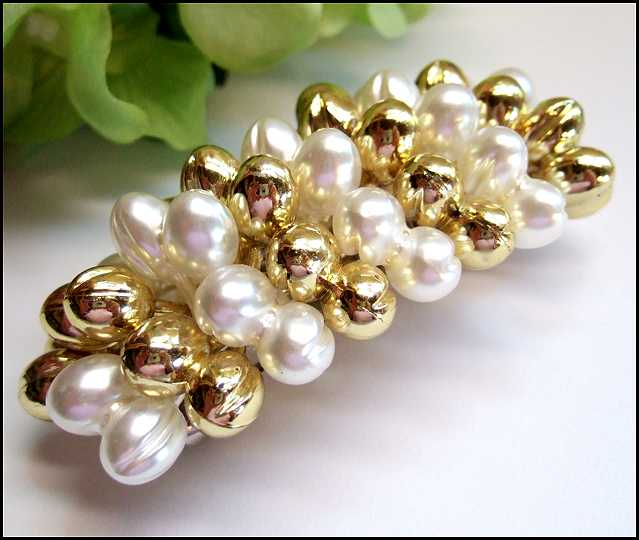 Vintage Big Pearl Barrette Hair Jewelry