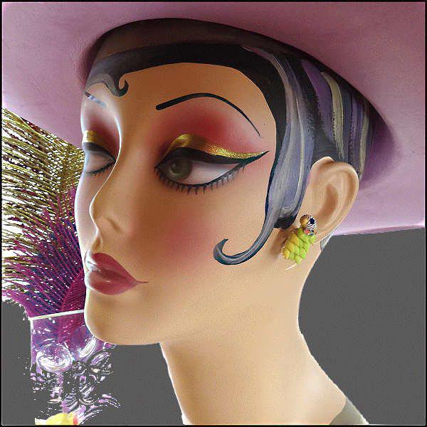 1960s Vintage Bird Earrings RARE Parakeet Seashell Clips