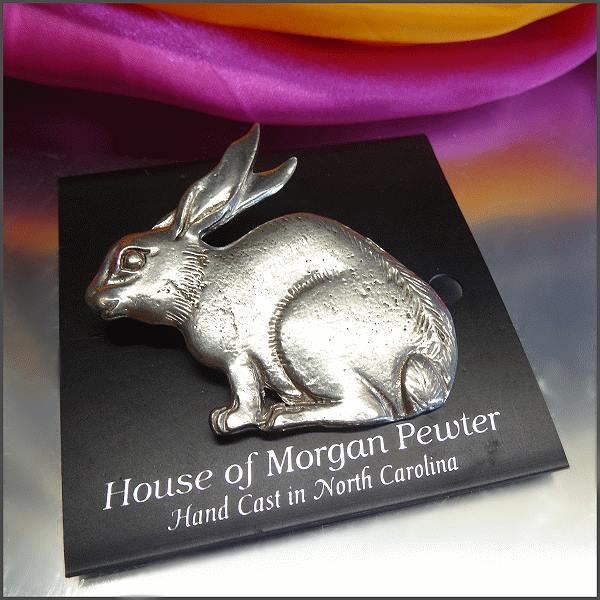 Signed House of Morgan Pewter Bunny Rabbit Pin Made in North Carolina
