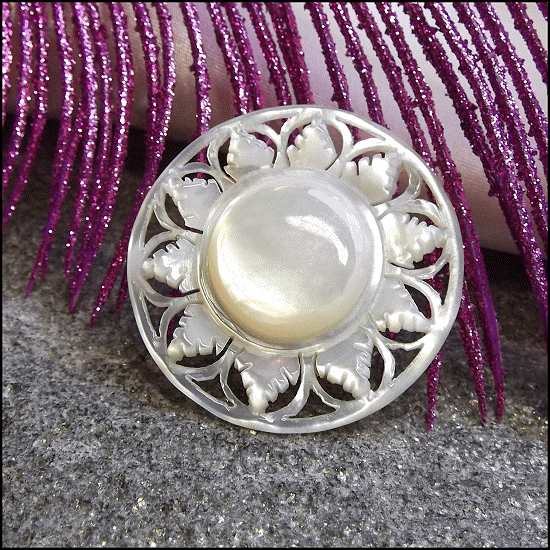 1960s Mother of Pearl Vintage Pin Signed Bethlehem 