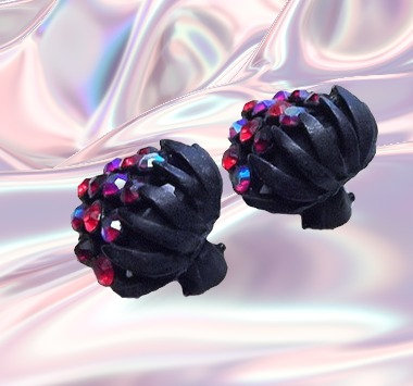 1950s Austrian Crystal Vintage Clip Earrings Petite Rhinestone Berries