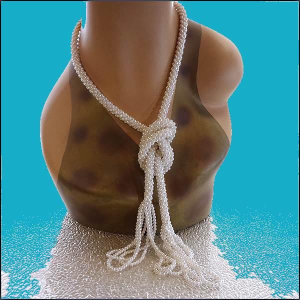 1960s Vintage Cultured Pearl Necklace Long Rope Tassel