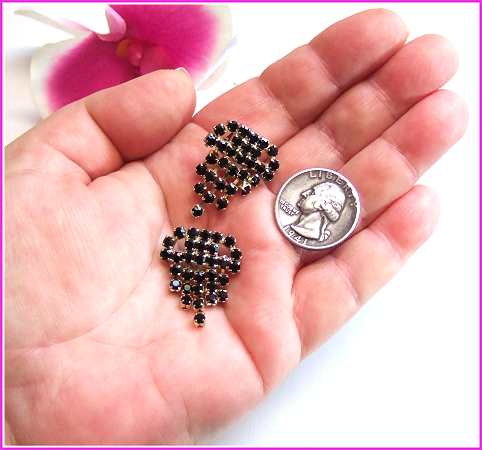 Art Deco Shoe Clips Black Glass Mini Chandeliers