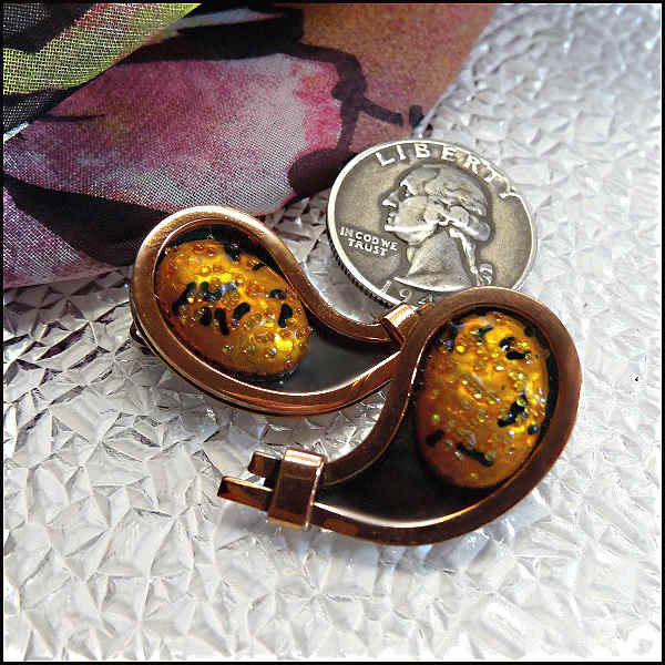 1950s Signed Matisse Renoir Vintage Copper Enamel Earrings