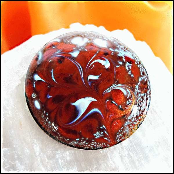 1950s Vintage Copper Pin Metallic Orange Copper Enamel Signed INGA Pendant